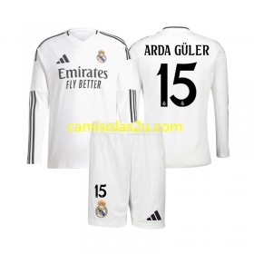 Camisolas de futebol Real Madrid Arda Guler 15 Criança Equipamento Principal 2024/25 Manga Comprida